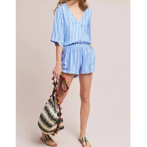 Anthropologie x Beachgold Ancona Striped Short Sleeve Romper - Picture 4 of 4